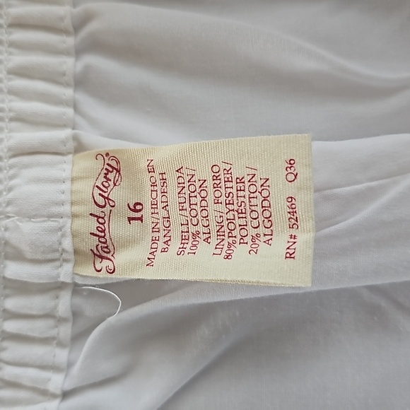 Faded Glory White Eyelet Lace Scalloped hem drawstring shorts, Lined Sz 16 - Picture 5 of 6